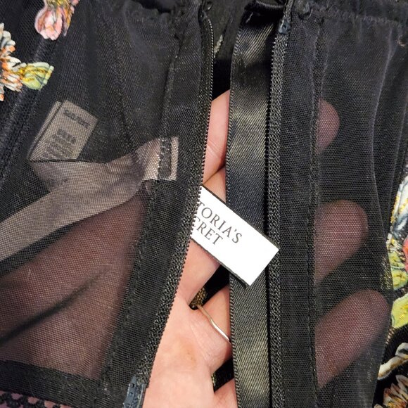 NEW 34D VICTORIAS SECRET dream angels black mesh|floral unlined bustier|corset - Picture 5 of 7